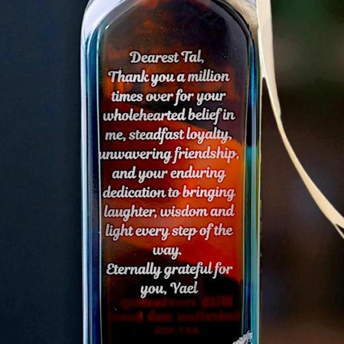 Text engraving on bottle