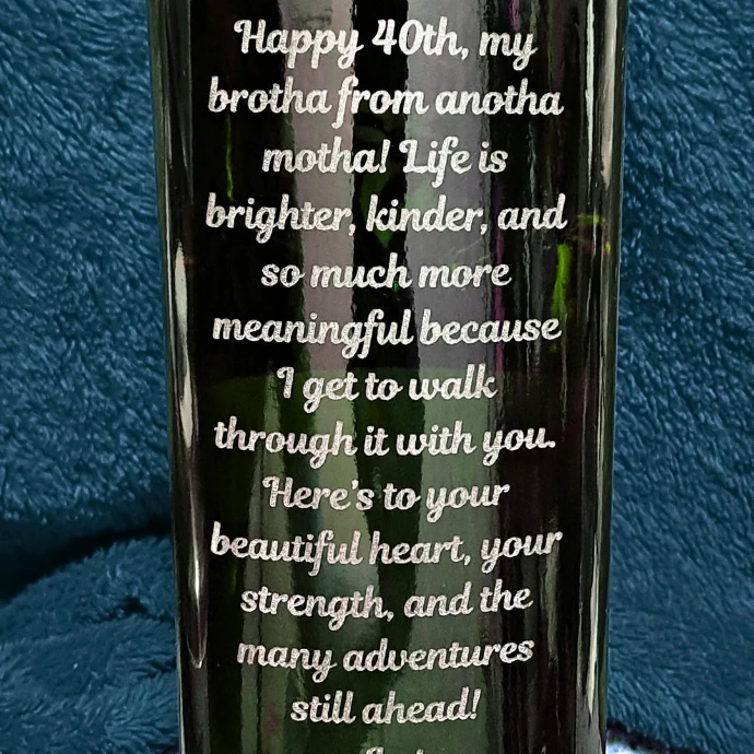 Text engraving on bottle