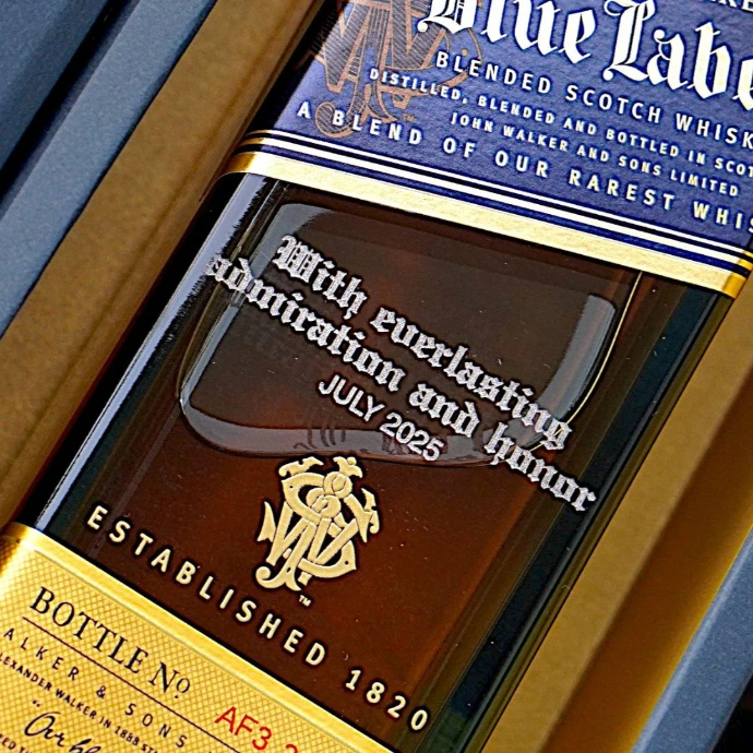 Text engraving on bottle