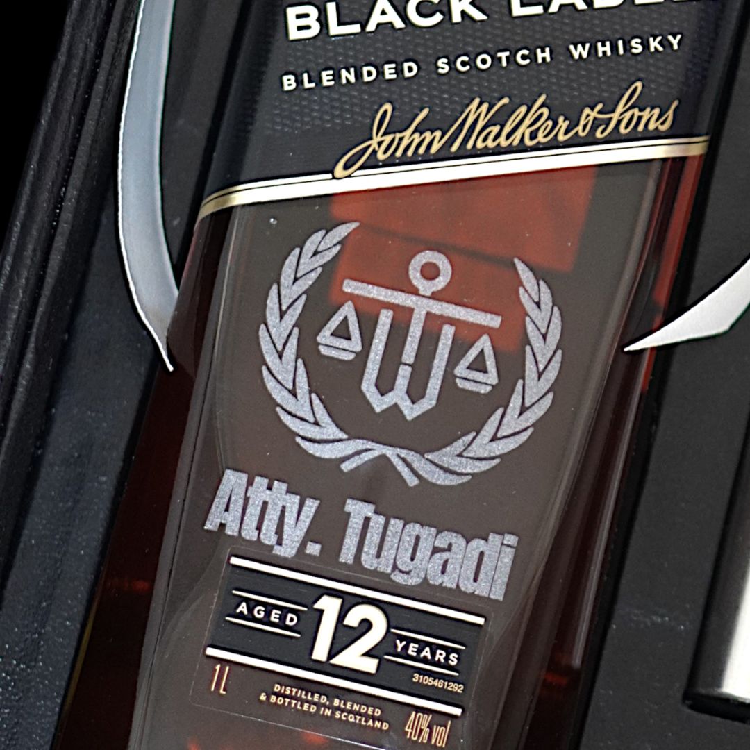 Logo engraving on bottle