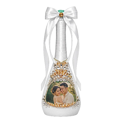 Customized Liquor & WIne Bottle with Crystals and Personal Photo - Perfect for Wedding & Birthday
