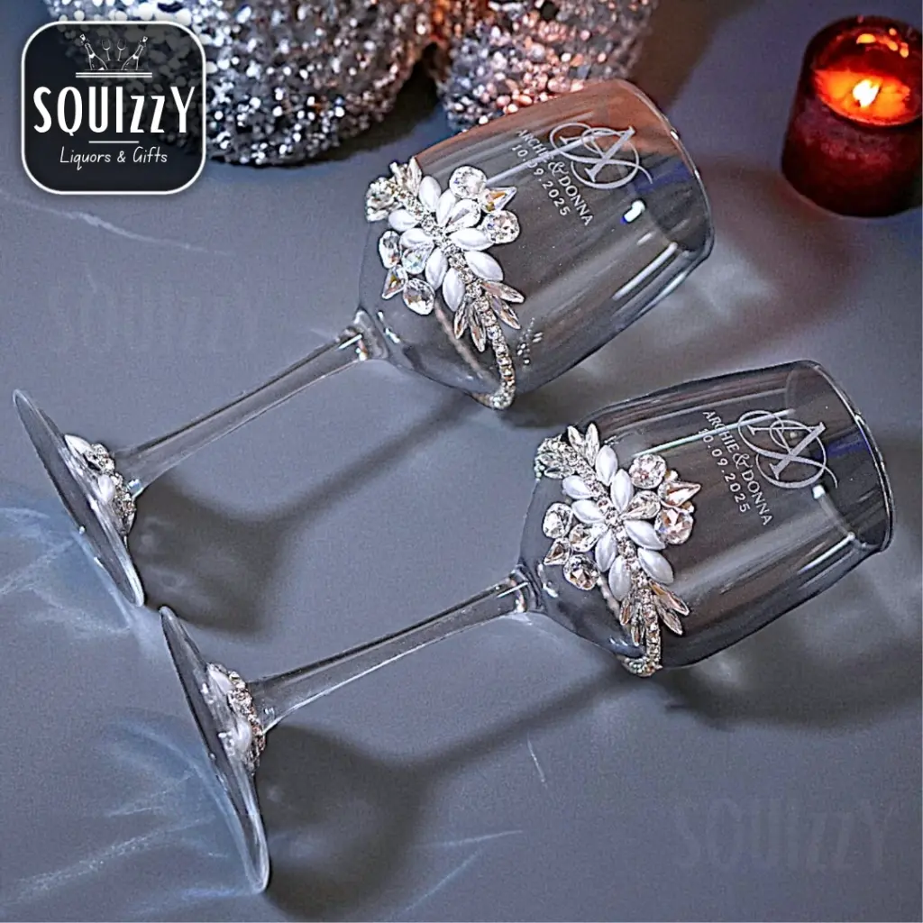 Wine glasses with crystal patterns .webp