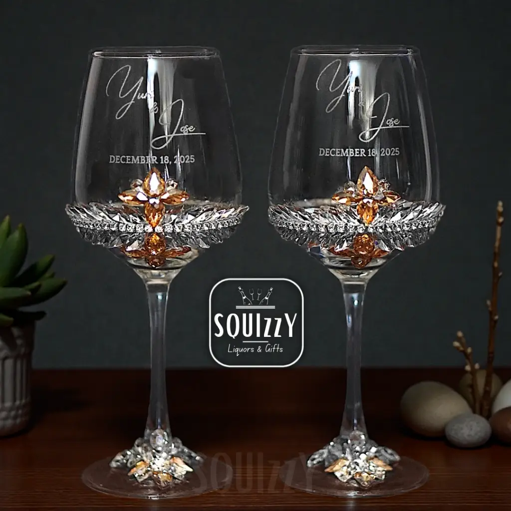 Wine glasses with crystal patterns .webp