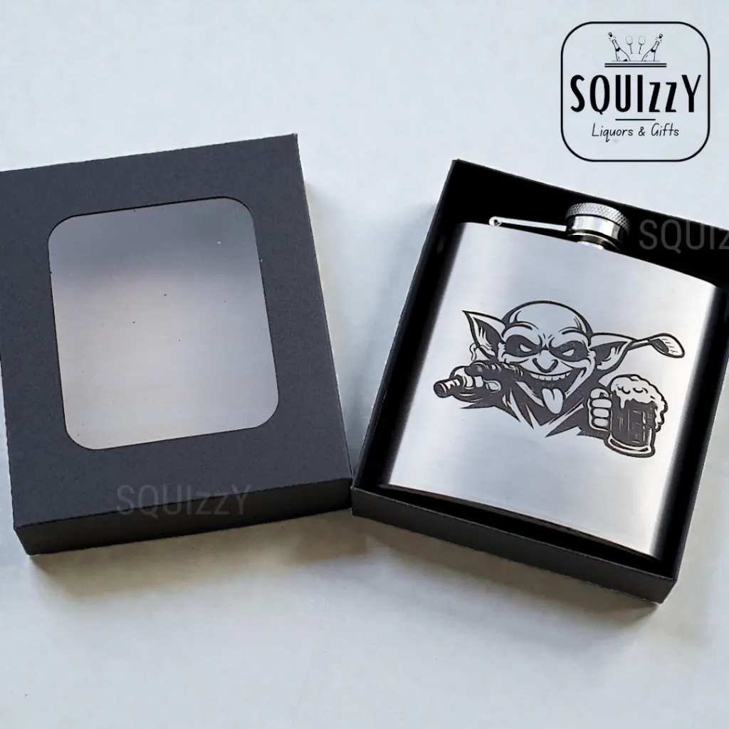 Engraved logo on hip flask .webp