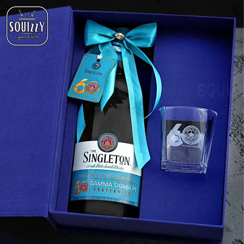 Customized Velvet-Lined Liquor Bottle Box with Engraved Glass