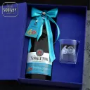 Customized Velvet-Lined Liquor Bottle Box with Engraved Glass