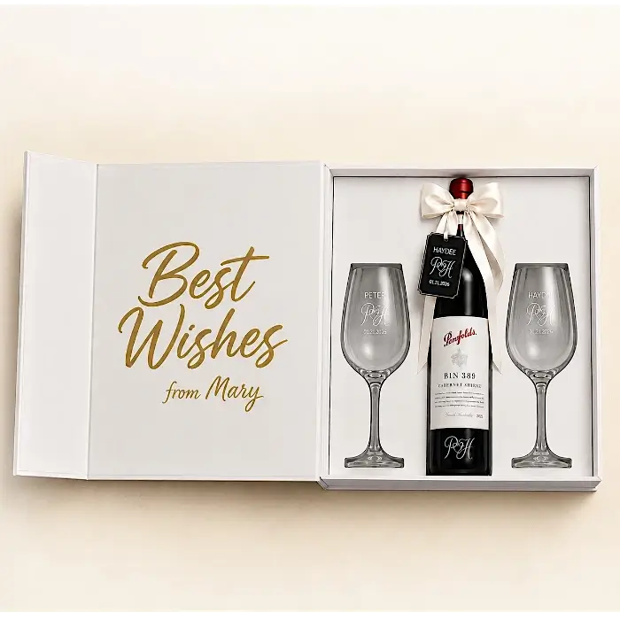 Personalized Wine Gift Set with Engraved Glasses & Bottle Engraving
