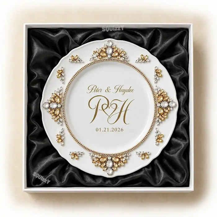Personalized Crystal Wedding Plate – Custom Engraved Wedding Keepsake