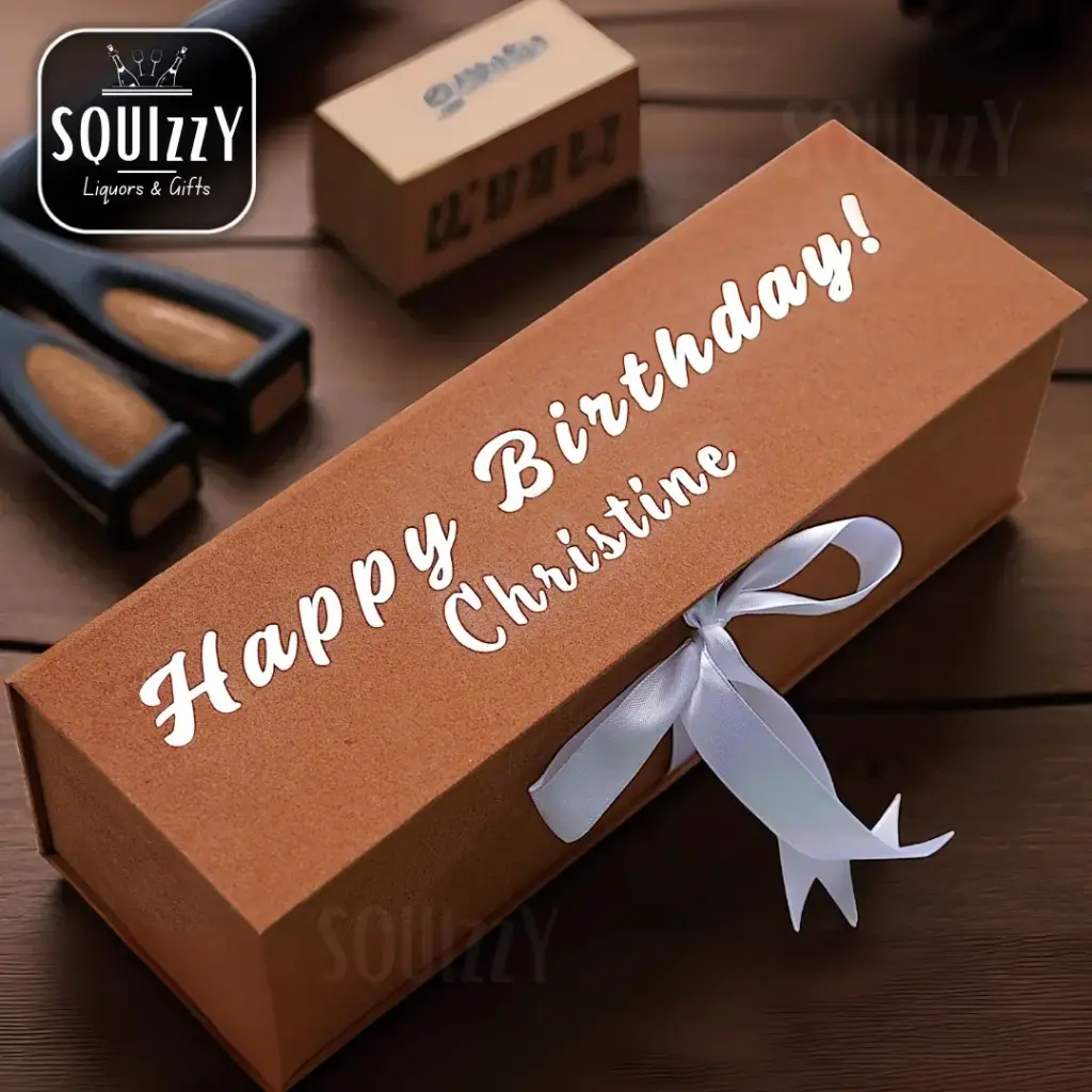 Customized Velvet Liquor Gift Box – Personalized with Your Name & Text