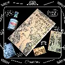 Souvenir box PHILIPPINES. Vintage box, Don Papa rum 200ml, engraved flask, notebook, ref magnet