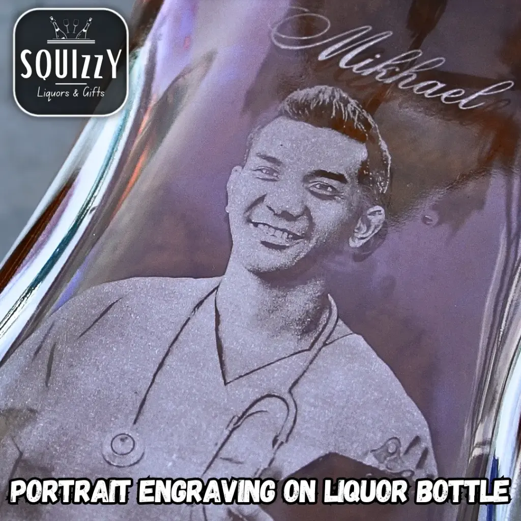 ENGRAVING of PHOTO & TEXT on bottle