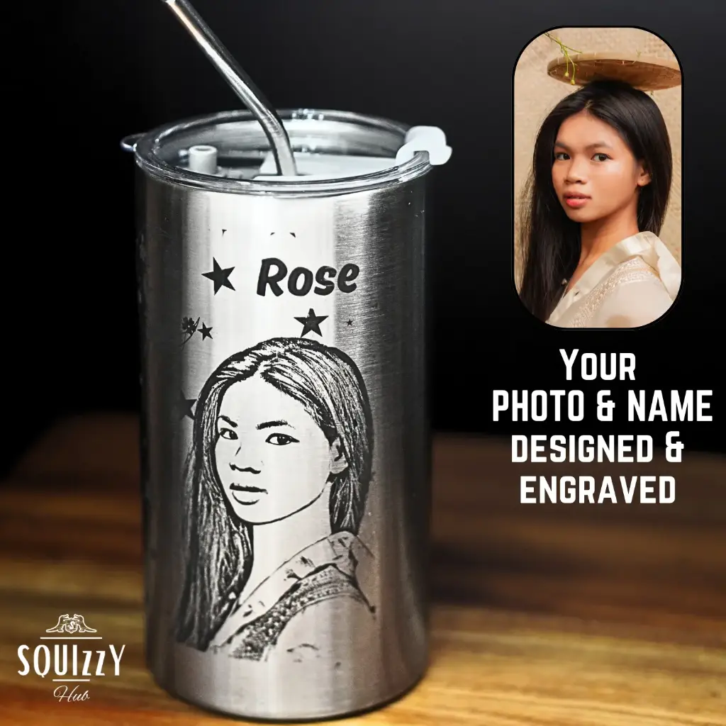 Insulated stainless steel cup 600ml thermos (Customized design). Engraved PHOTO & Text