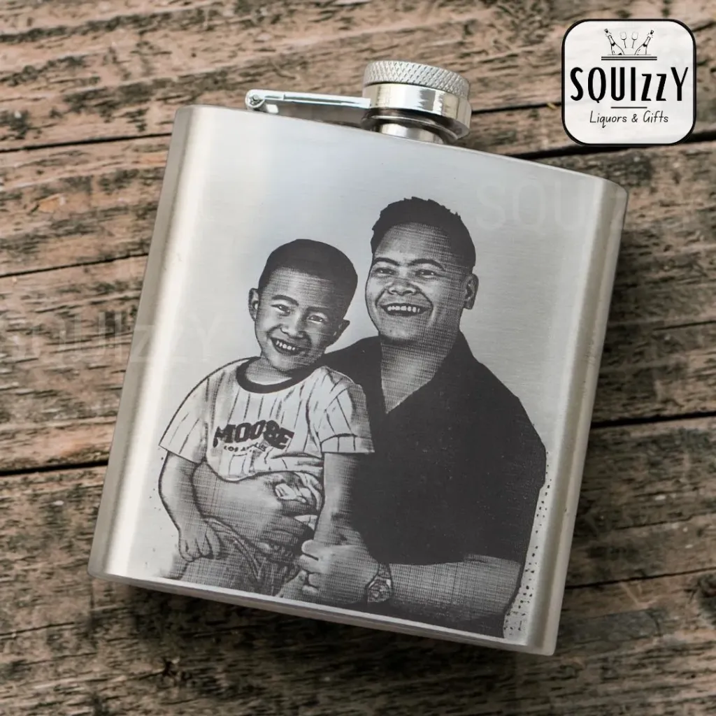 Hip flask with Photo & Text Engraving