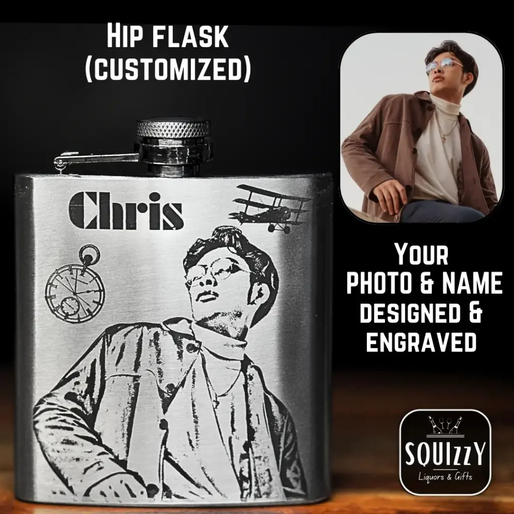Hip flask with Photo & Text Engraving
