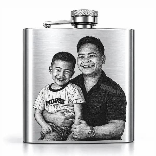 Hip flask with Photo & Text Engraving