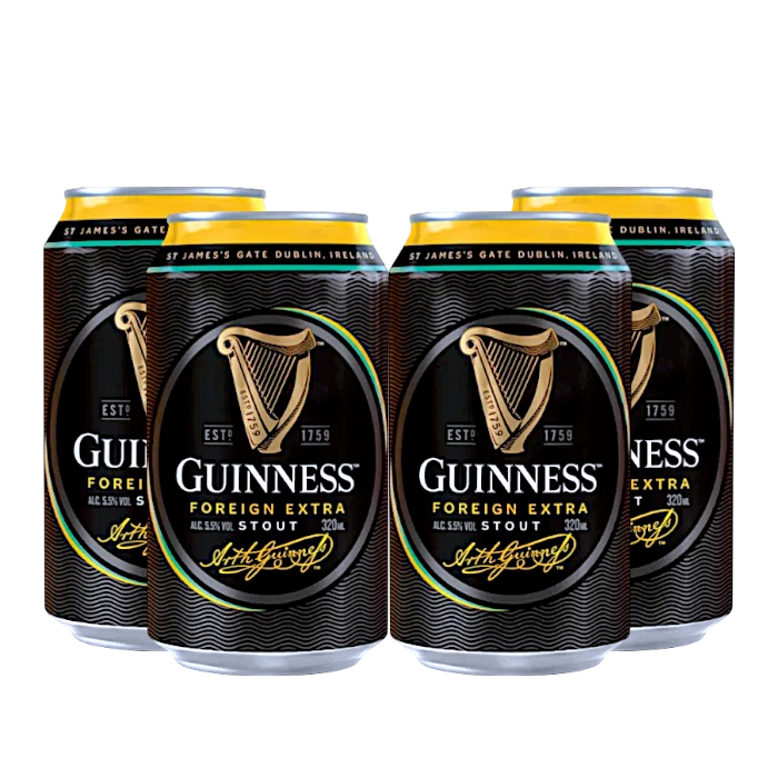 Guinness Foreign Extra Stout Irish beer 330ml - Bundle of 4 cans