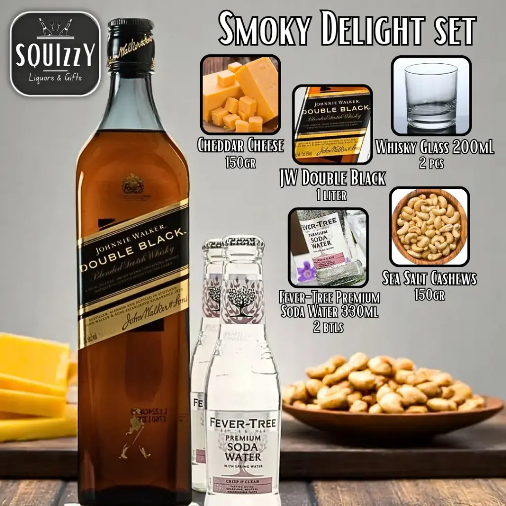 Smoky Delight Set (Whisky with Cheddar Cheese, Cashew, Soda Water, Whisky glass)