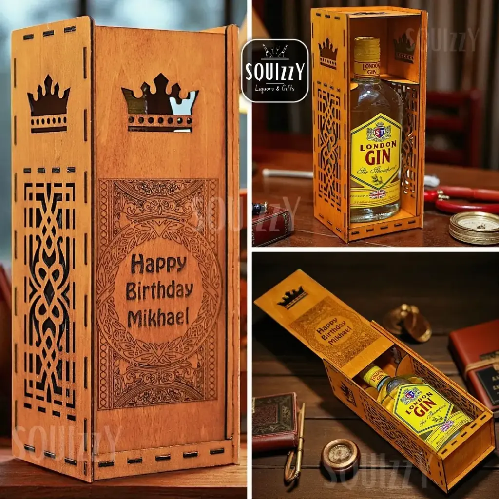 Gift Box Wooden (Customized & Engraved) - for wine or liquor