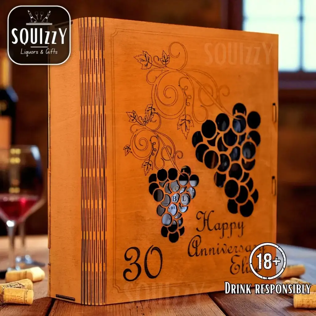 Gift Set for Wine- Wooden box (Customized) with 2 Wine glasses