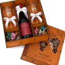 Gift Set for Wine- Wooden box (Customized) with 2 Wine glasses