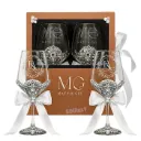 Wine Glass Set - Customized for Wedding or Birthday (Set of 2 Glasses 360ml with Crystals design and engraving of logo/text, gift box)
