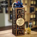 Gift Box Wooden (customized) for wine or liquor - with handles and engraved message