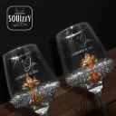 Wine Glass Set Silver - Customized for Wedding or Birthday (Set of 2 Glasses 360ml with Crystals design and engraving of logo/text, gift box)