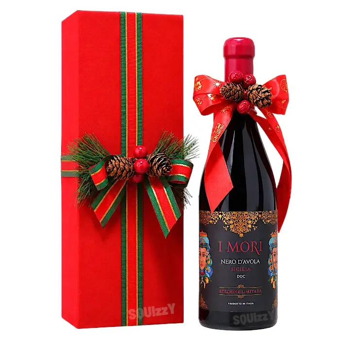 Gift Box Liquor & Wine with Customized Golden Greeting text- Perfect for Christmas, Birthday - Thick box with fiber surface