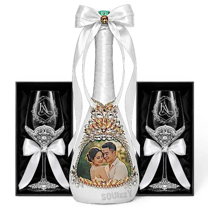 Crystal Gift Set Silver with Box - For Wedding or Birthday