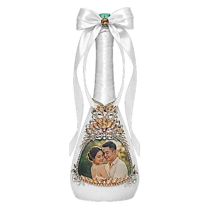 Crystal Bottle Customization for Wedding or Birthday - Personal Photo with Crystal Patterns