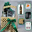 Basket Gift Set "Smoky Delight" with Greetings, Johnnie Walker Double Black 1L, Customized Whisky Glass, Soda Water, Cheddar Cheese, Cashew