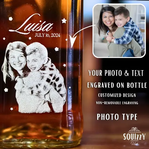 ENGRAVING of PHOTO & TEXT on bottle
