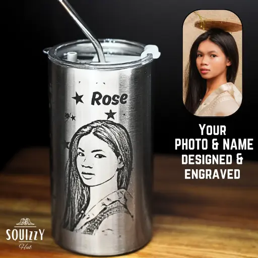 Insulated stainless steel cup 600ml thermos (Customized design). Engraved PHOTO & Text
