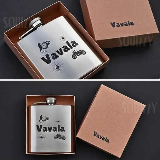 Hip flask with Name, Text or Logo Engraving