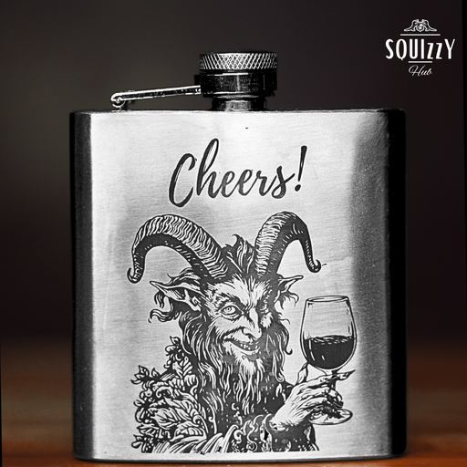 Hip flask 6oz with design "CHEERS" (engraved)